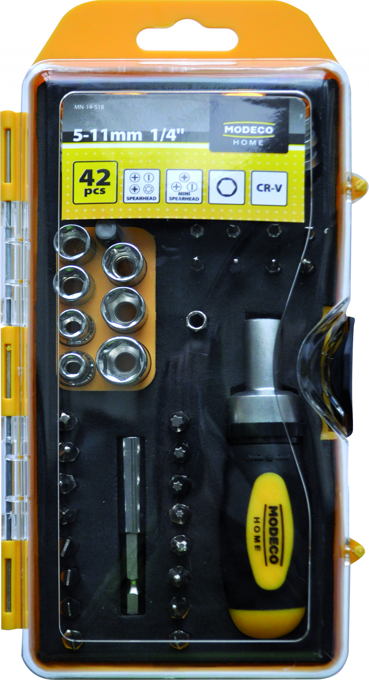 MN-14-518 Screwdriver, imbus keys, sockets and bits set 42 pcs