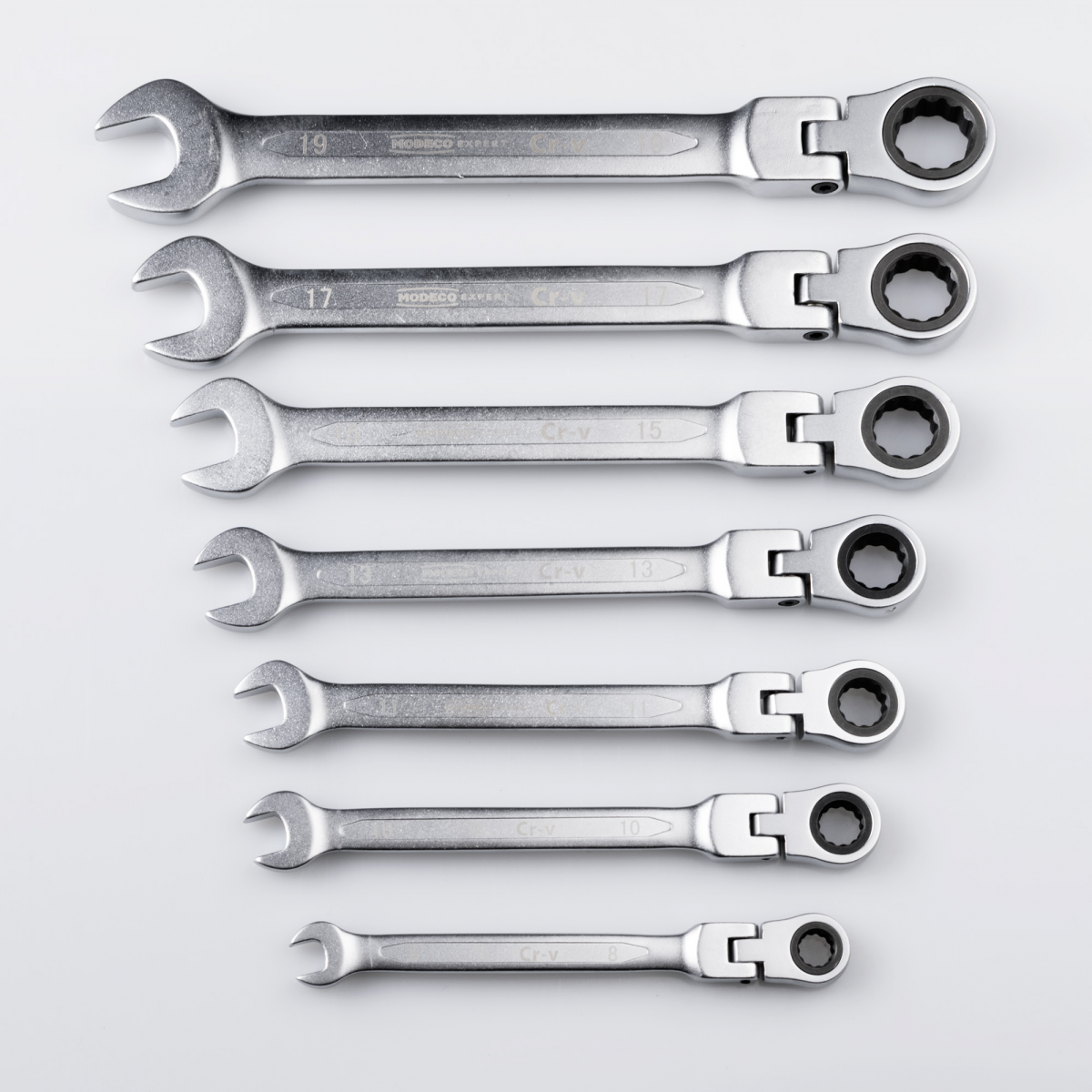 MN-59-757 Set of 7 combination wrenches with ratchet and joint