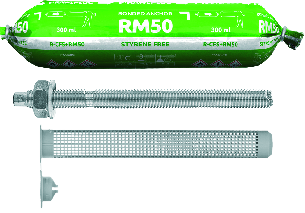 RM50 Kotwa wklejana poliestrowa bez styrenu z prętami gwintowanymi do podłoży murowych