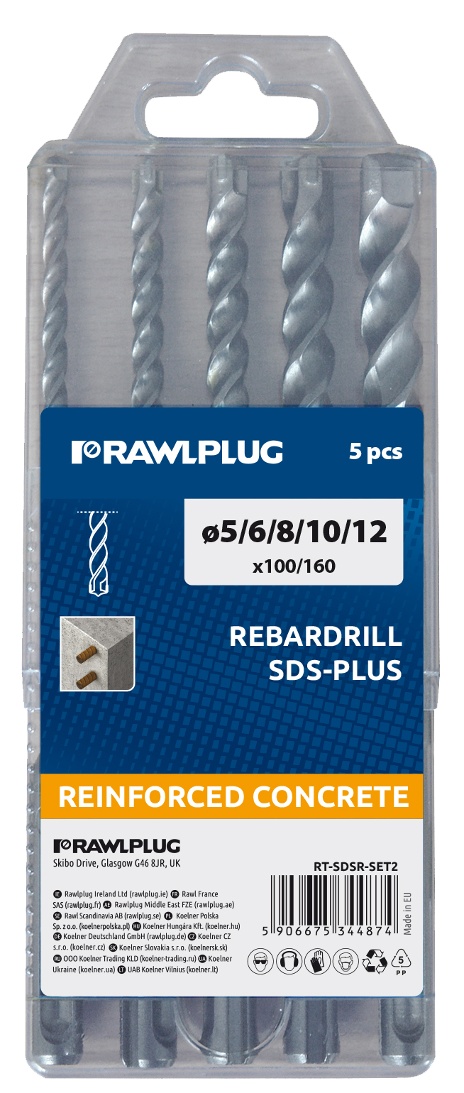 RT-SDSR-SET2 Drill bits set Rebardrill SDS plus 5 pcs