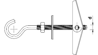 SPO Spring Toggle with Hook Bolt for use in Plasterboard