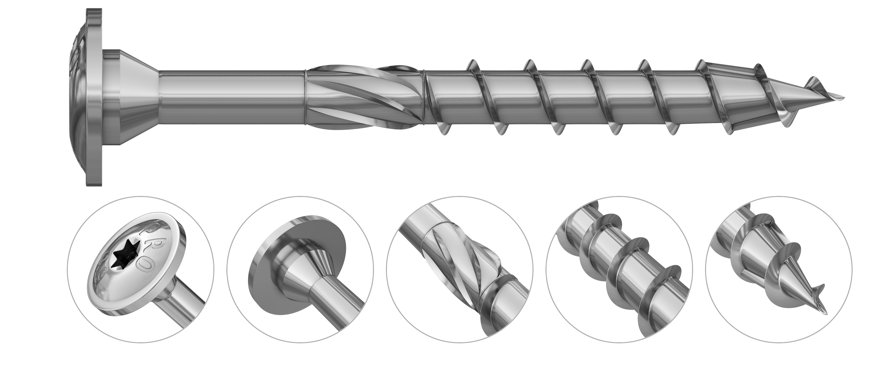 R-PTK Construction screw with wafer head and partial thread
