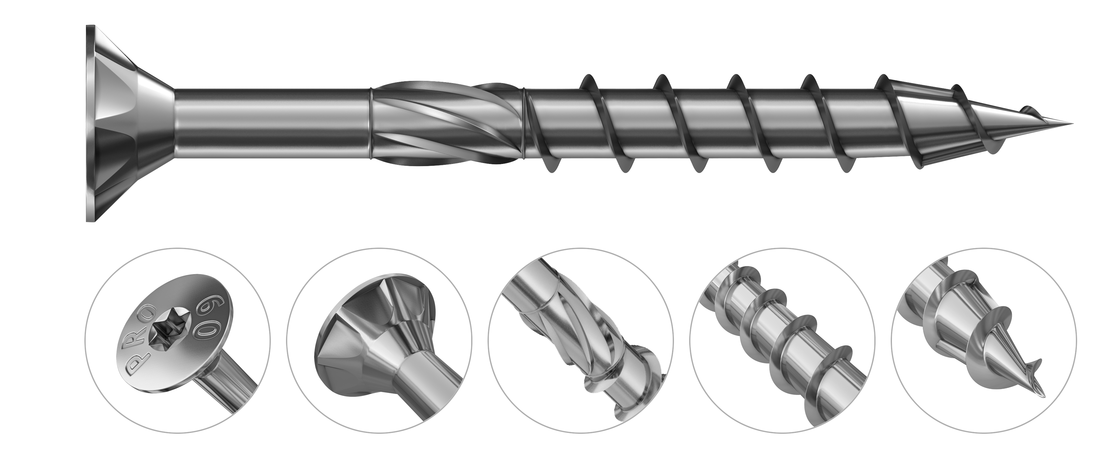 R-PTX Construction screw with countersunk head and partial thread