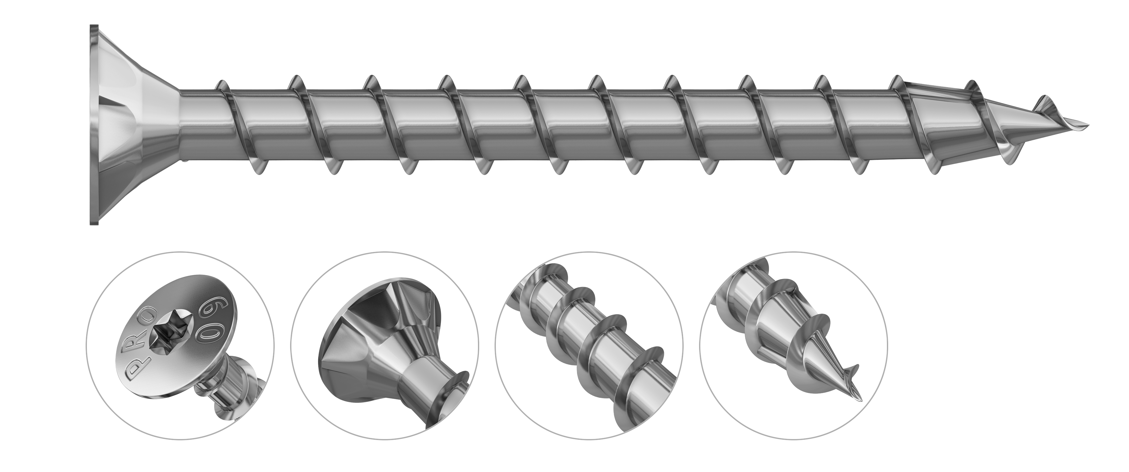 R-PVS Construction screw with countersunk head and full thread