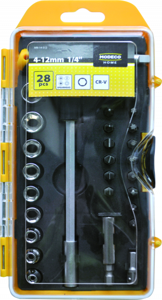 MN-14-512 28 pcs T screwdriver with sockets and bits set